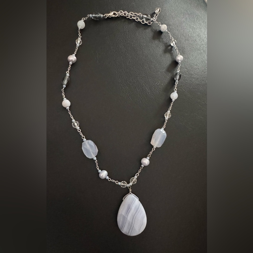Blue Lace Agate Necklace - Picture 5 of 6